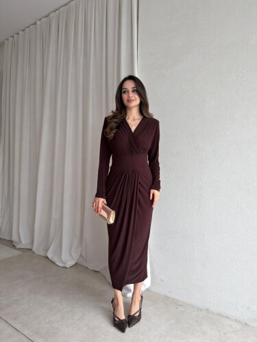 MERTA Elbise 8557 - Acı Kahve 