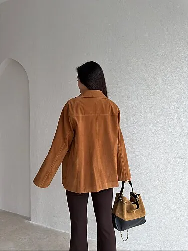 MİCHEL Süet Ceket 4358 - Camel - 2