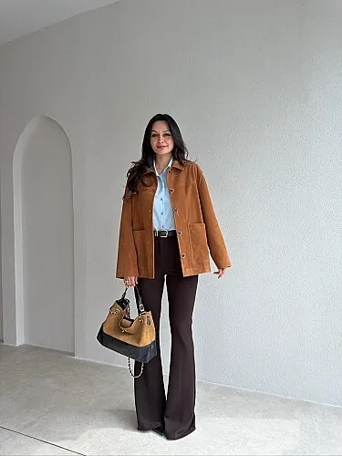 MİCHEL Süet Ceket 4358 - Camel - 3