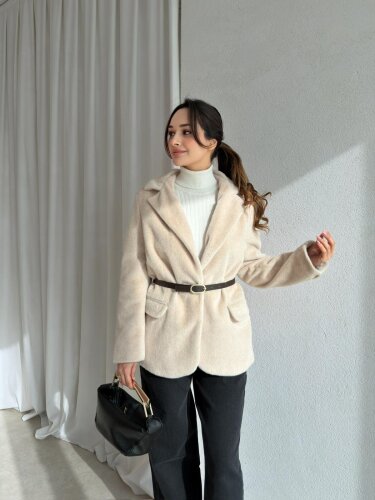 MİNORE Kemerli Ceket 8726 - Bej - 1