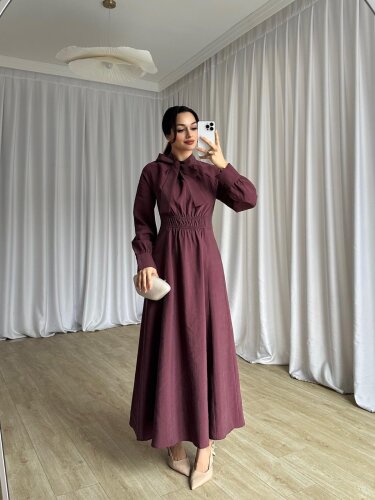 MİSSHA Maxi Elbise 3388 - Bordo - 2