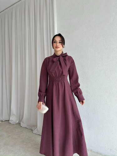 MİSSHA Maxi Elbise 3388 - Bordo - 3