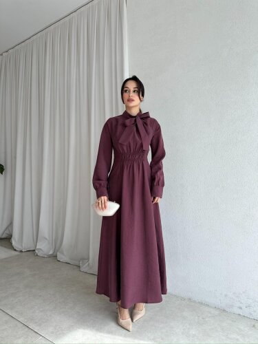 MİSSHA Maxi Elbise 3388 - Bordo - 1