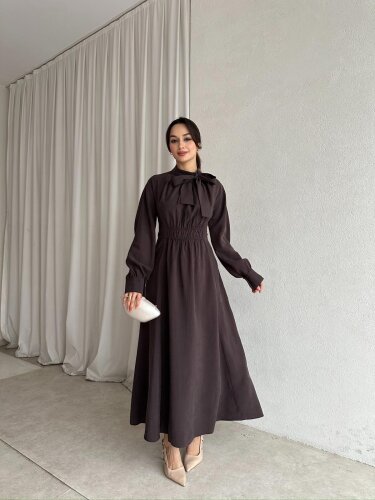 MİSSHA Maxi Elbise 3388 - Acı Kahve - Mooi Butik