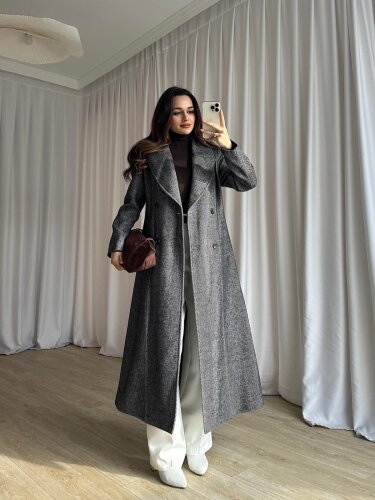 MODRİC Kaşe Kaban 8740 - Gri - Mooi Butik