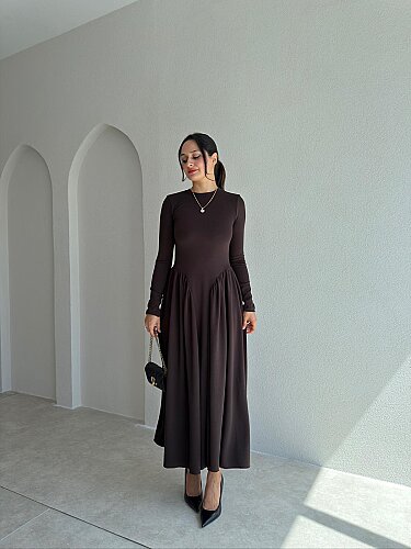 MONA Midi Elbise 8377 - Acı Kahve - 1