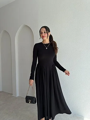 MONA Midi Elbise 8377 - Siyah - 2