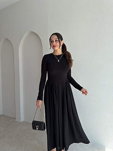 MONA Midi Elbise 8377 - Siyah - 2
