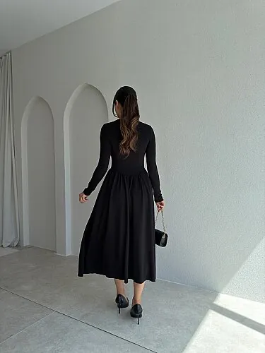 MONA Midi Elbise 8377 - Siyah - 3