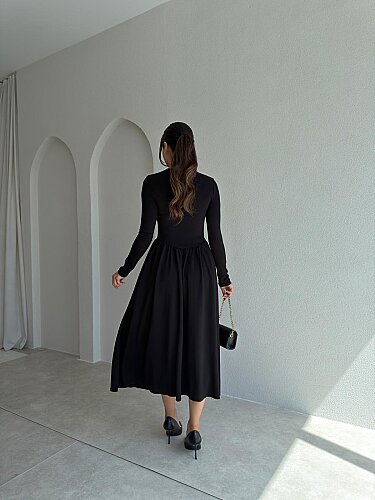 MONA Midi Elbise 8377 - Siyah - 3