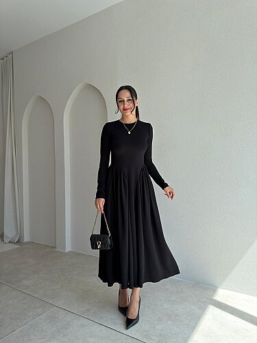 MONA Midi Elbise 8377 - Siyah - 1