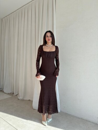 MONTANA Midi Elbise 5978 - Acı Kahve - 1
