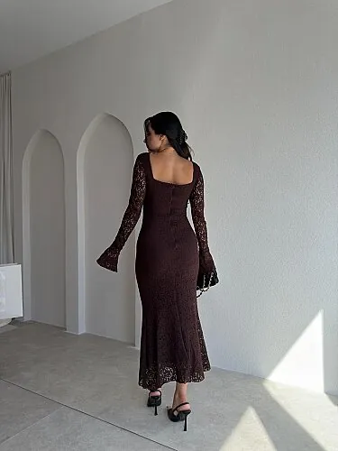 MONTANA Midi Elbise 5978 - Acı Kahve - 3