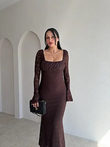 MONTANA Midi Elbise 5978 - Acı Kahve - 2