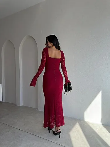 MONTANA Midi Elbise 5978 - Bordo - 3