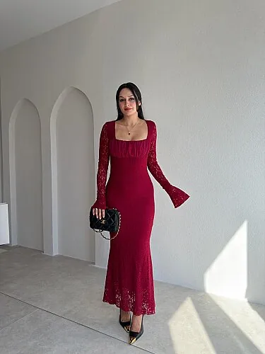MONTANA Midi Elbise 5978 - Bordo - 1
