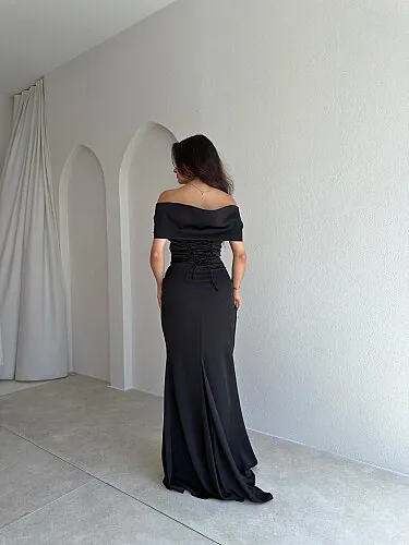 MOONLİT Maxi Elbise 4056 - Siyah - 3