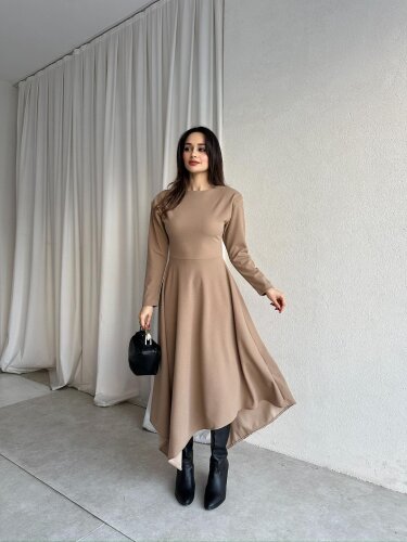 MORATA Midi Elbise 8517 - Bej - 1