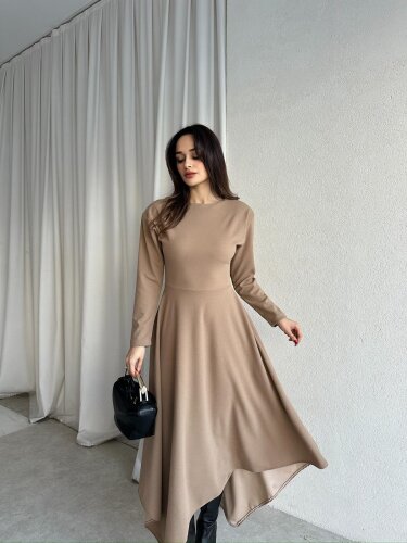 MORATA Midi Elbise 8517 - Bej - 2