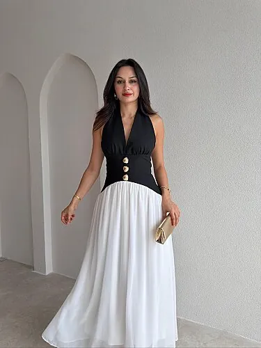 MOSSO Maxi Elbise 4154 - Beyaz - 2