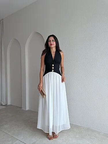 MOSSO Maxi Elbise 4154 - Beyaz - Mooi Butik