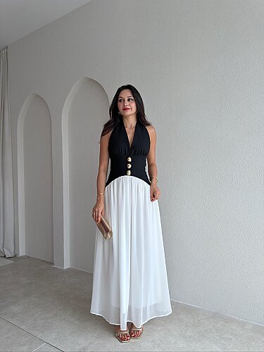 MOSSO Maxi Elbise 4154 - Beyaz - 1