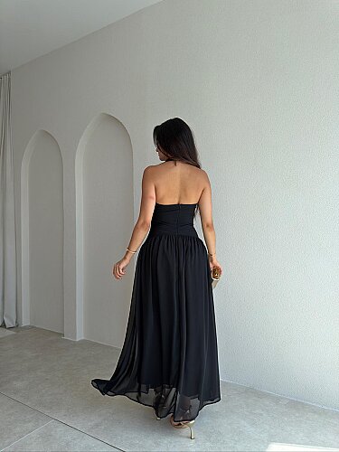 MOSSO Maxi Elbise 4154 - Siyah - 3