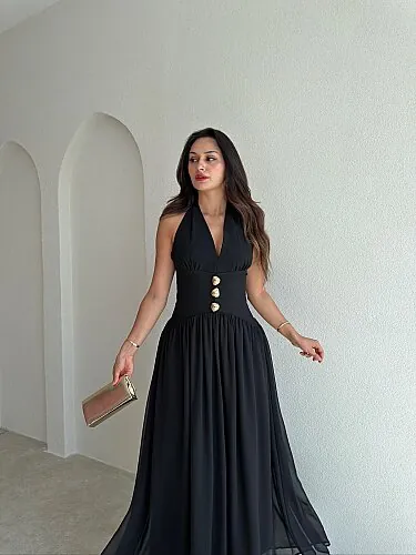 MOSSO Maxi Elbise 4154 - Siyah - 2