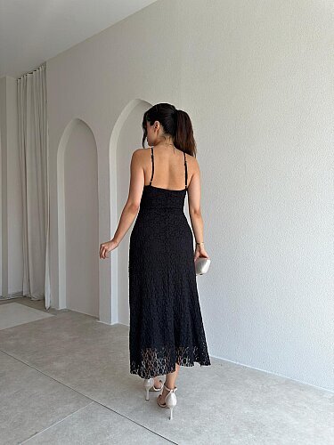 MOST Dantelli Midi Elbise 4054 - Siyah - 3