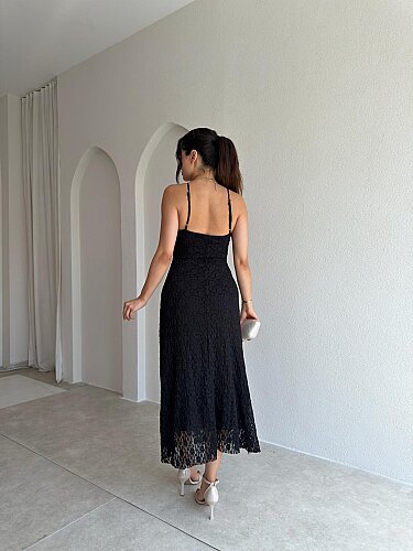 MOST Dantelli Midi Elbise 4054 - Siyah - 3