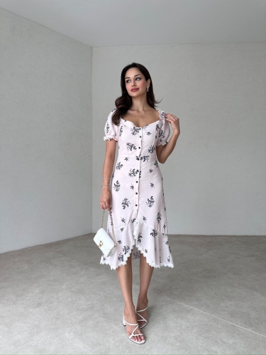 MOVETTA Midi Elbise 7878 - Pudra