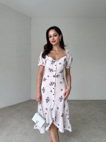 MOVETTA Midi Elbise 7878 - Pudra - 2