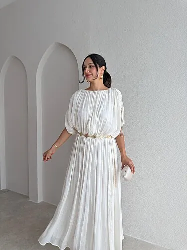 NALANİ Midi Elbise 4190 - Beyaz - 2
