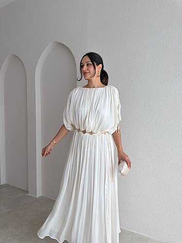 NALANİ Midi Elbise 4190 - Beyaz - 2