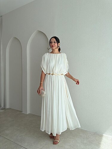 NALANİ Midi Elbise 4190 - Beyaz - 1