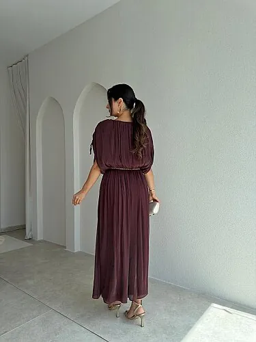  NALANİ Midi Elbise 4190 - Bordo - 3