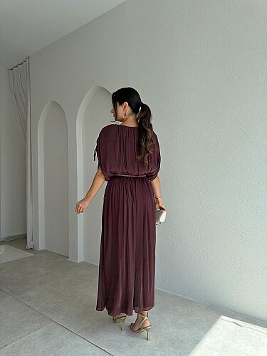  NALANİ Midi Elbise 4190 - Bordo - 3