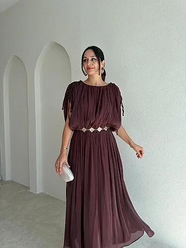  NALANİ Midi Elbise 4190 - Bordo - 2