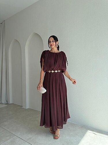  NALANİ Midi Elbise 4190 - Bordo - 1