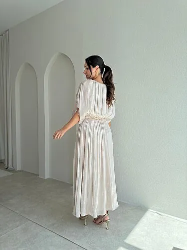 NALANİ Midi Elbise 4190 - Krem Rengi - 3