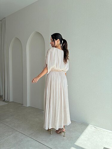 NALANİ Midi Elbise 4190 - Krem Rengi - 3