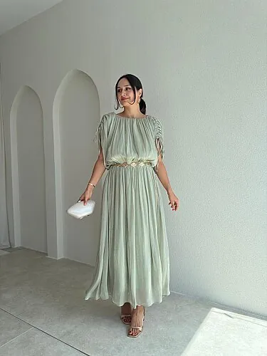 NALANİ Midi Elbise 4190 - Mint - Mooi Butik