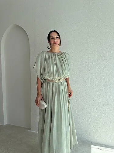 NALANİ Midi Elbise 4190 - Mint - 2