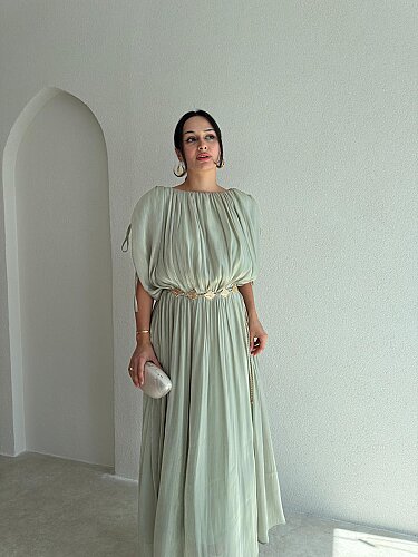 NALANİ Midi Elbise 4190 - Mint - 2