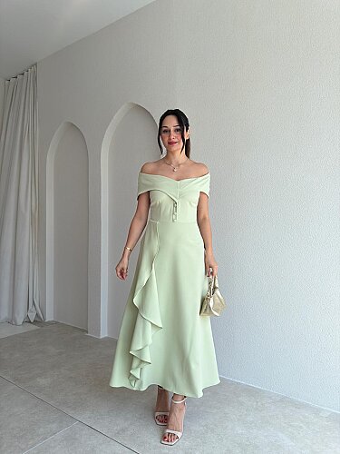NAVY Madonna Yaka Midi Elbise 4035 - Yeşil - 1