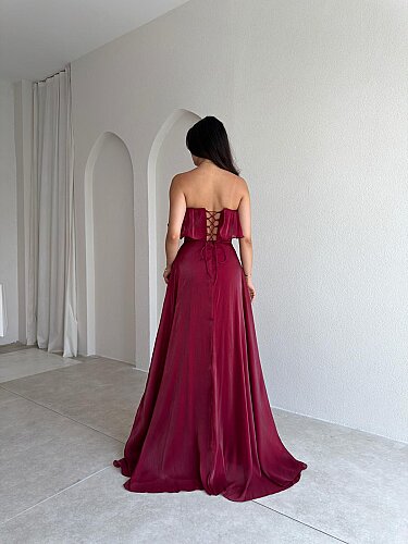 NEXUS Maxi Elbise 8912 - Bordo - 3