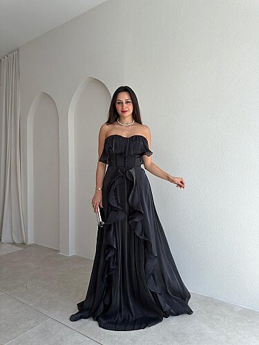 NEXUS Maxi Elbise 8912 - Siyah - Mooi Butik