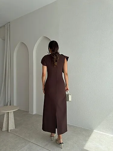 NİKOLA Midi Elbise 5419 - Acı Kahve - 3