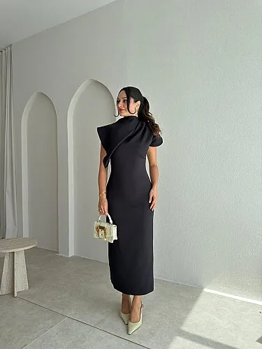 NİKOLA Midi Elbise 5419 - Siyah - Mooi Butik