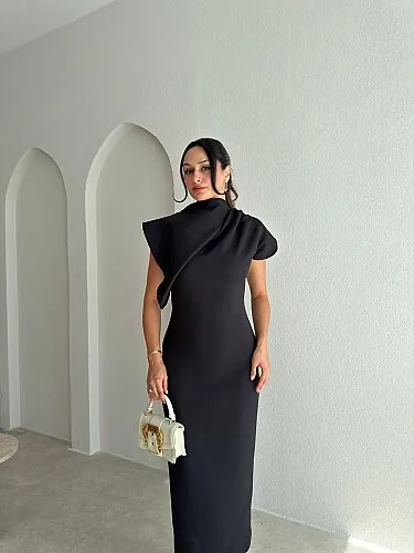 NİKOLA Midi Elbise 5419 - Siyah - 2